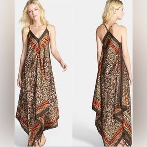 Michael Kora Kasai Scarf Print Handkerchief dress l/ xl